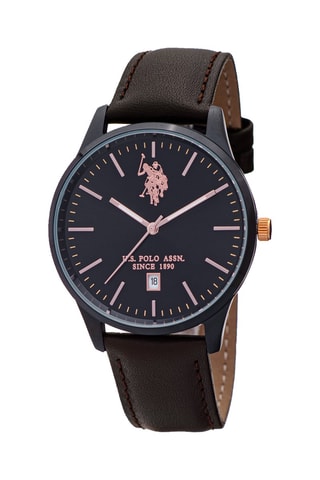 Leren Quartz Horloge Donkerbruin en Zwart