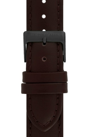 Leren Quartz Horloge Donkerbruin en Zwart