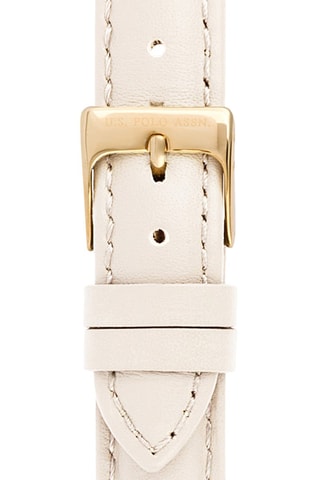 Leren Quartz Horloge Ivoorkleurig en Goudkleurig 