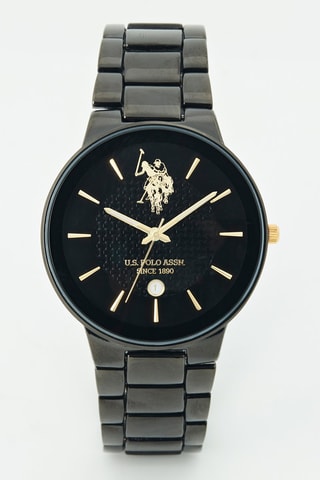 Metalen Quartz Horloge Zwart en Goudkleurig