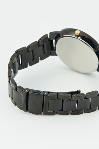 Metalen Quartz Horloge Zwart en Goudkleurig