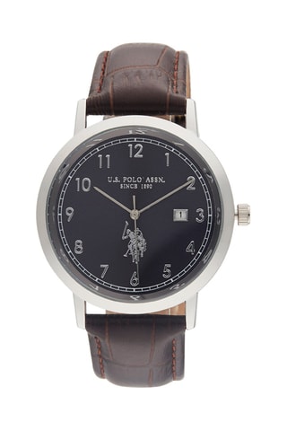 Leren Quartz Horloge Bruin en Zilverkleurig
