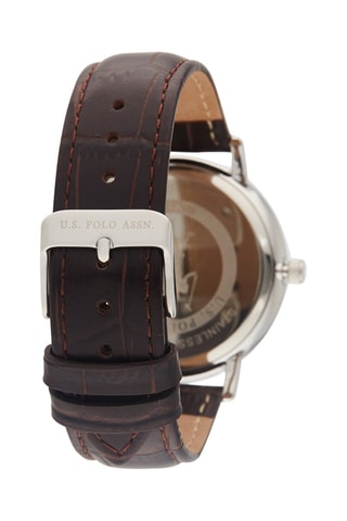 Leren Quartz Horloge Bruin en Zilverkleurig