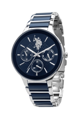 Quartz Horloge met Metaal en Hars Chronograaf - Zilverkleurig en Marineblauw