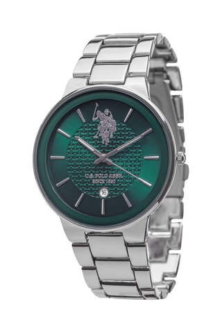 Metalen Quartz Horloge Zilverkleurig en Donkergroen