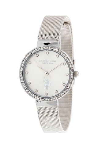 Stalen Quartz Horloge 
Zilverkleurig en Wit