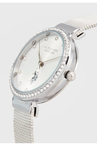 Stalen Quartz Horloge 
Zilverkleurig en Wit