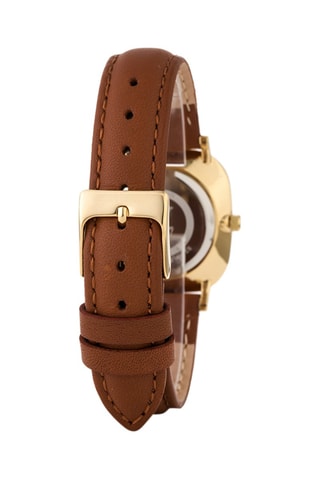 Leren Quartz Horloge Camel en Zwart