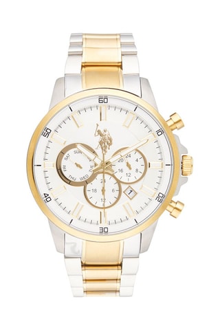 Stalen Doublé Geelgoud en Quartz Horloge - Zilverkleurig