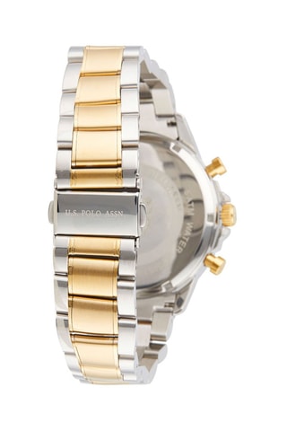 Stalen Doublé Geelgoud en Quartz Horloge - Zilverkleurig