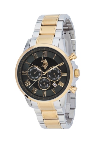 Stalen en Doublé Geelgoud Quartz Horloge - Chronograaf - Zilverkleurig en Goudkleurig