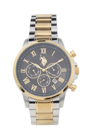 Stalen en Doublé Geelgoud Quartz Horloge - Chronograaf - Zilverkleurig en Goudkleurig