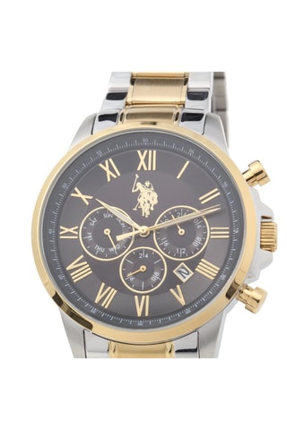 Stalen en Doublé Geelgoud Quartz Horloge - Chronograaf - Zilverkleurig en Goudkleurig