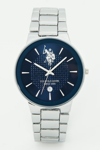 Metalen Quartz Horloge Zilver en marineblauw