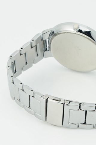 Metalen Quartz Horloge Zilver en marineblauw