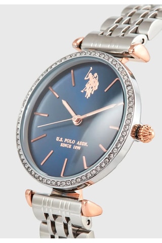 Stalen Quartz Horloge Zilverkleurig en Donkerblauw