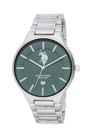 Stalen Quartz Horloge Zilverkleurig en Groen