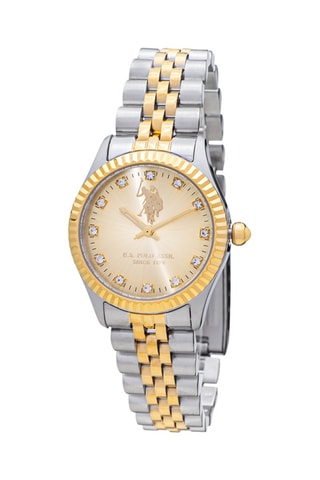 Stalen Quartz Horloge Zilverkleurig en Beige