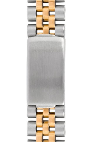 Stalen Quartz Horloge Zilverkleurig en Beige