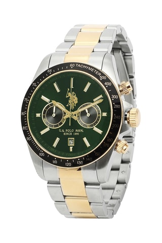 Roestvrijstalen Quartz Horloge Doublé Geelgoud 
Tachymeter - Zilverkleurig en Goudkleurig