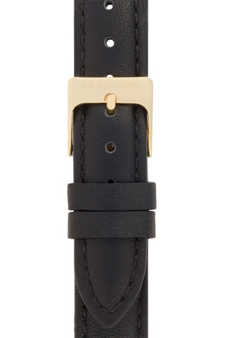 Leren en Doublé Geelgoud Quartz Horloge  Zwart en Goudkleurig