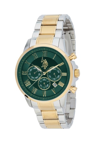 Quartz Horloge van Staal - Chronograaf - Zilverkleurig en Goudkleurig