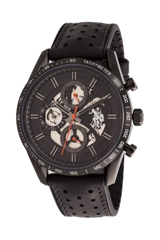 Leren Horloge - Tachymeter - Zwart