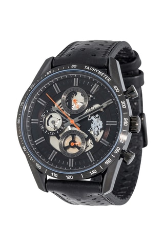 Leren Horloge - Tachymeter - Zwart