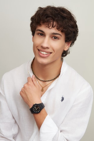 Ketting verguld messing - Hematiet, Onyx en Agaat