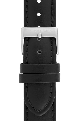 Leren Quartz Horloge en Clutch - Zwart en zilverkleurig