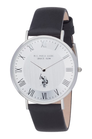 Leren Quartz Horloge - Zwart en Zilverkleurig