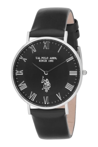 Leren Quartz Horloge - Zwart en Zilverkleurig