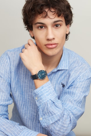 Leren Quartz Horloge - Blauw en Zilverkleurig