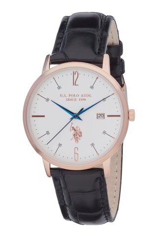 Roséverguld en Leren Quartz Horloge - Zwart en Roségoudkleurig 