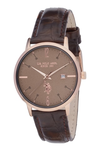 Leren en Roséverguld Metalen Quartz Horloge - Bruin en Goudkleurig