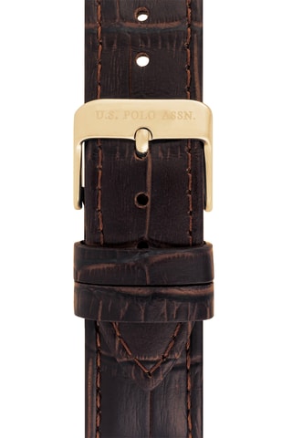 Leren en Doublé Geelgoud Quartz Horloge - Bruin en Goudkleurig