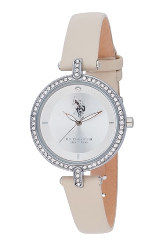 Leren Quartz Horloge - Beige en Zilverkleurig