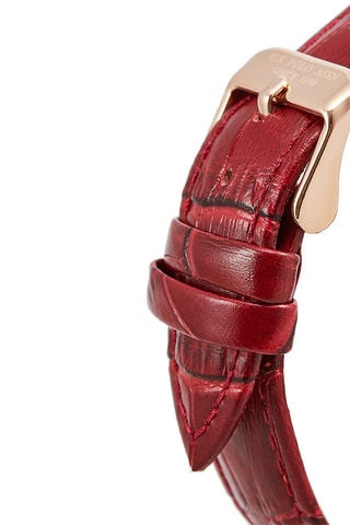 Roséverguld en Leren Quartz Horloge - Rood en goudkleurig
