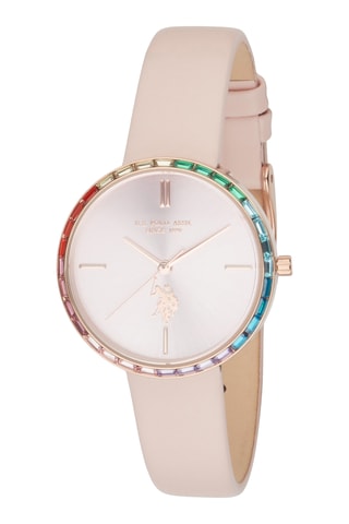 Leren Quartz Horloge met Clutch