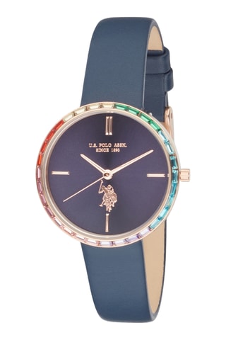 Leren Quartz Horloge met Clutch