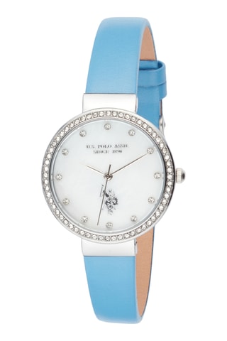 Kalfsleren Quartz Horloge - Blauw en Zilverkleurig
