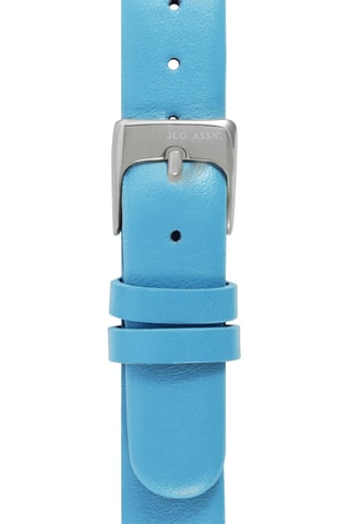 Kalfsleren Quartz Horloge - Blauw en Zilverkleurig