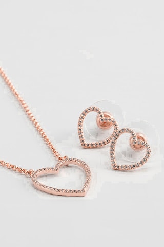 Ketting en Oorbellen - Roséverguld Metaal