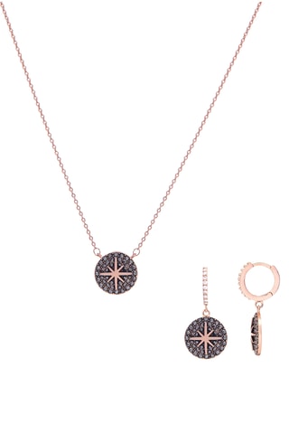 Ketting en Oorbellen - Roséverguld Metaal
