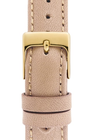 Leren en Doublé Geelgoud Quartz Horloge - Beige en Goudkleurig