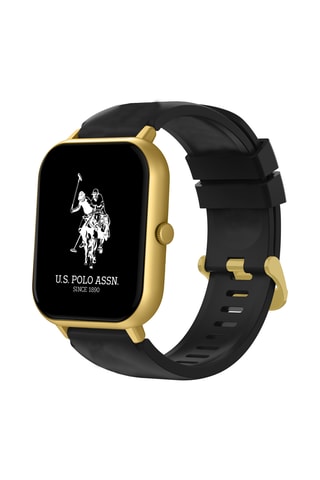 Silicone en Doublé Geelgoud Quartz Horloge - Zwart en Goudkleurig