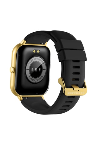 Silicone en Doublé Geelgoud Quartz Horloge - Zwart en Goudkleurig