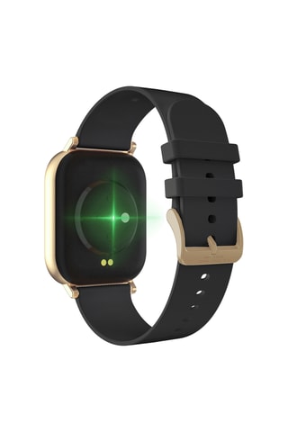 Silicone en Doublé Geelgoud Quartz Horloge - Zwart en Goudkleurig