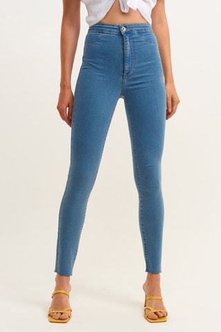 Jeans Skinny Hoge Taille Lichtblauw