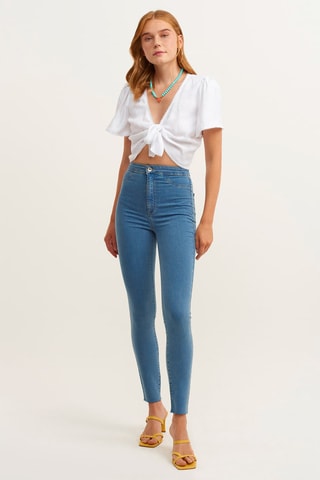 Jeans Skinny Hoge Taille Lichtblauw